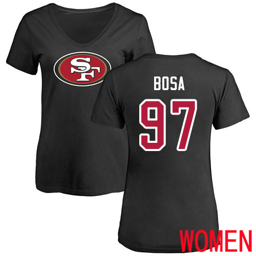 San Francisco 49ers Black Women Nick Bosa Name and Number Logo #97 NFL T Shirt->nfl t-shirts->Sports Accessory